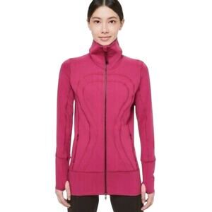 Lululemon Sporty Hot Pink Full Zip Long Length Stride Jacket Size 6 Yoga Active